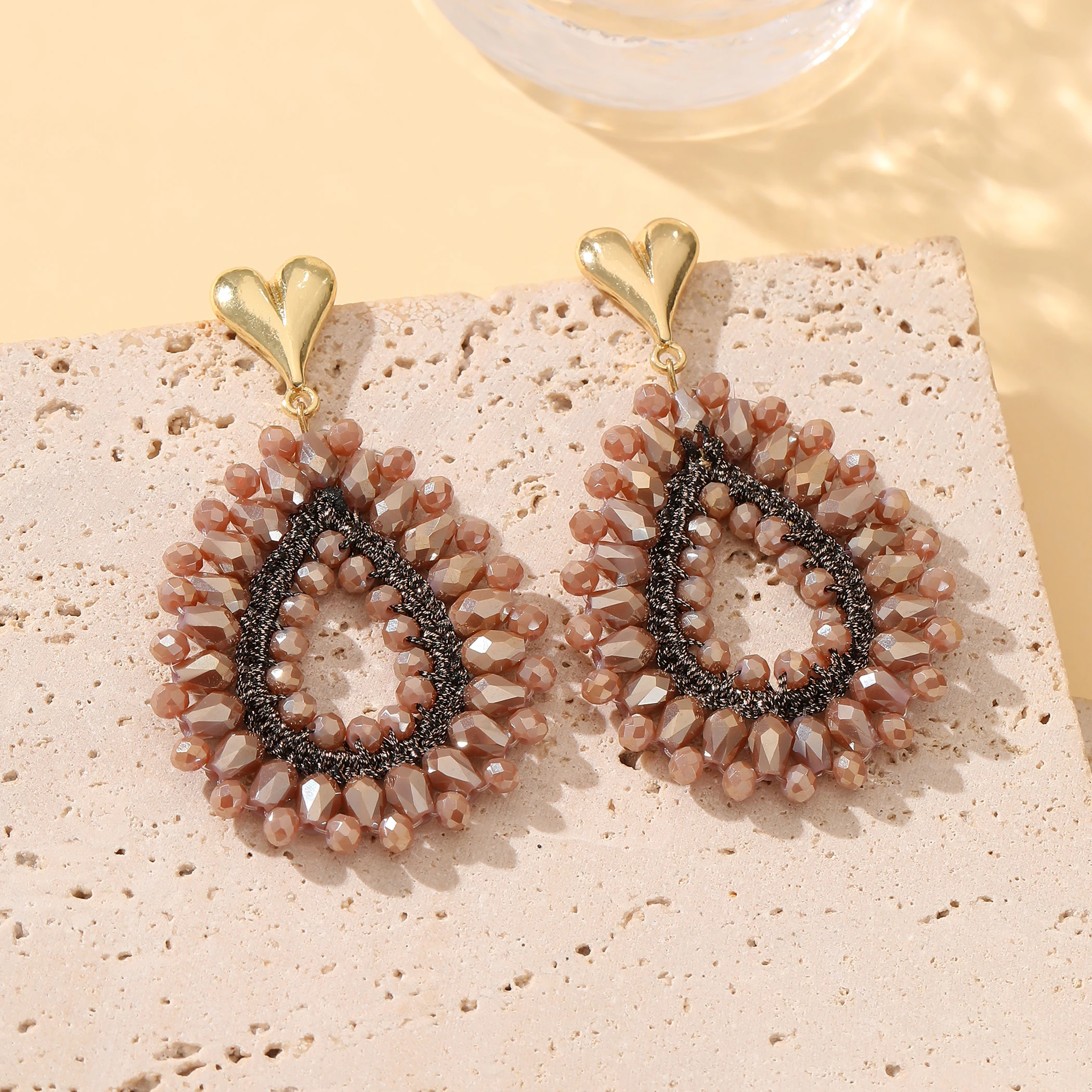 INKDEW Bohemia Water Drop Earrings for Women Big Long Earrings Handmade Crystal Faceted Beads Earrings Jewelry Fashion EA152