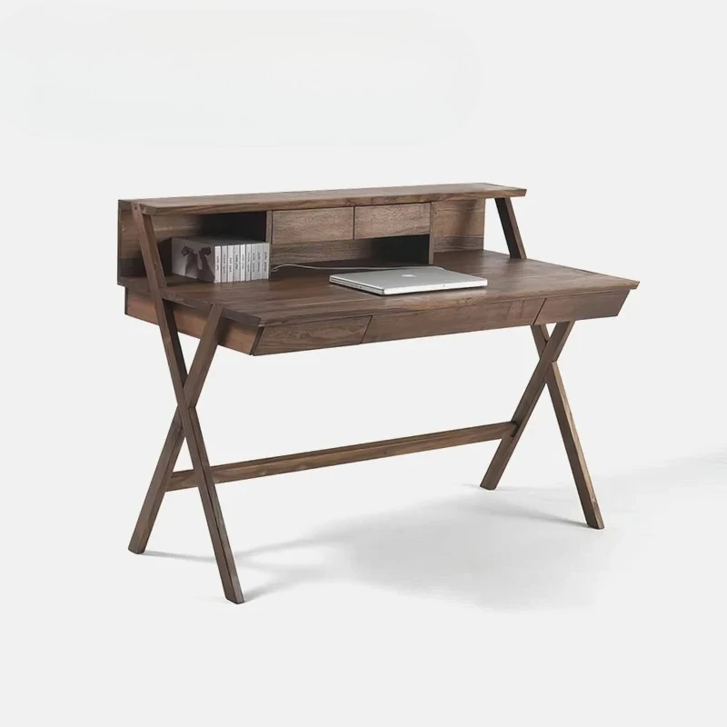 Meja komputer minimalis Italia untuk rumah kantor, meja kayu solid