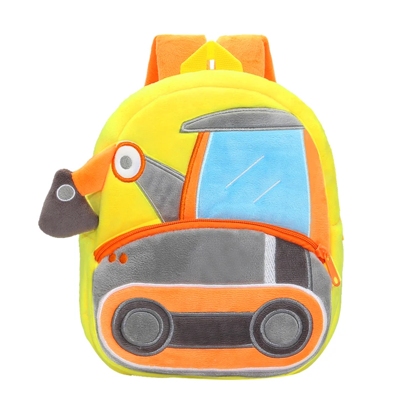 Boys Backpack Cute Excavator Children Plush Backpack Kindergarten School Bag