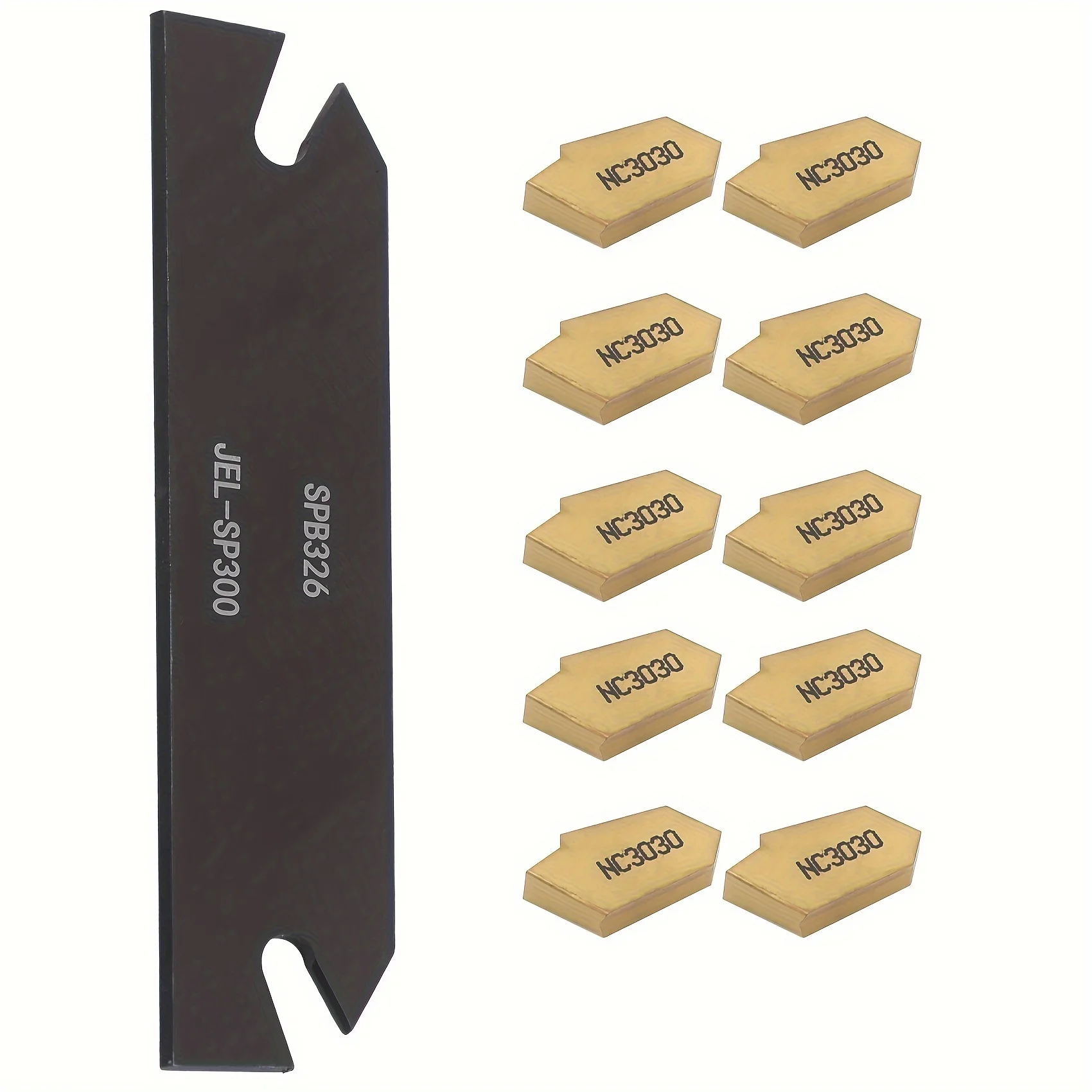 11PCS Lathe Grooving Cutting Tools Kit, SPB326 Parting Cut-Off Tool Boring Bars with 10pcs GTN-3 NC3030 Carbide Inserts