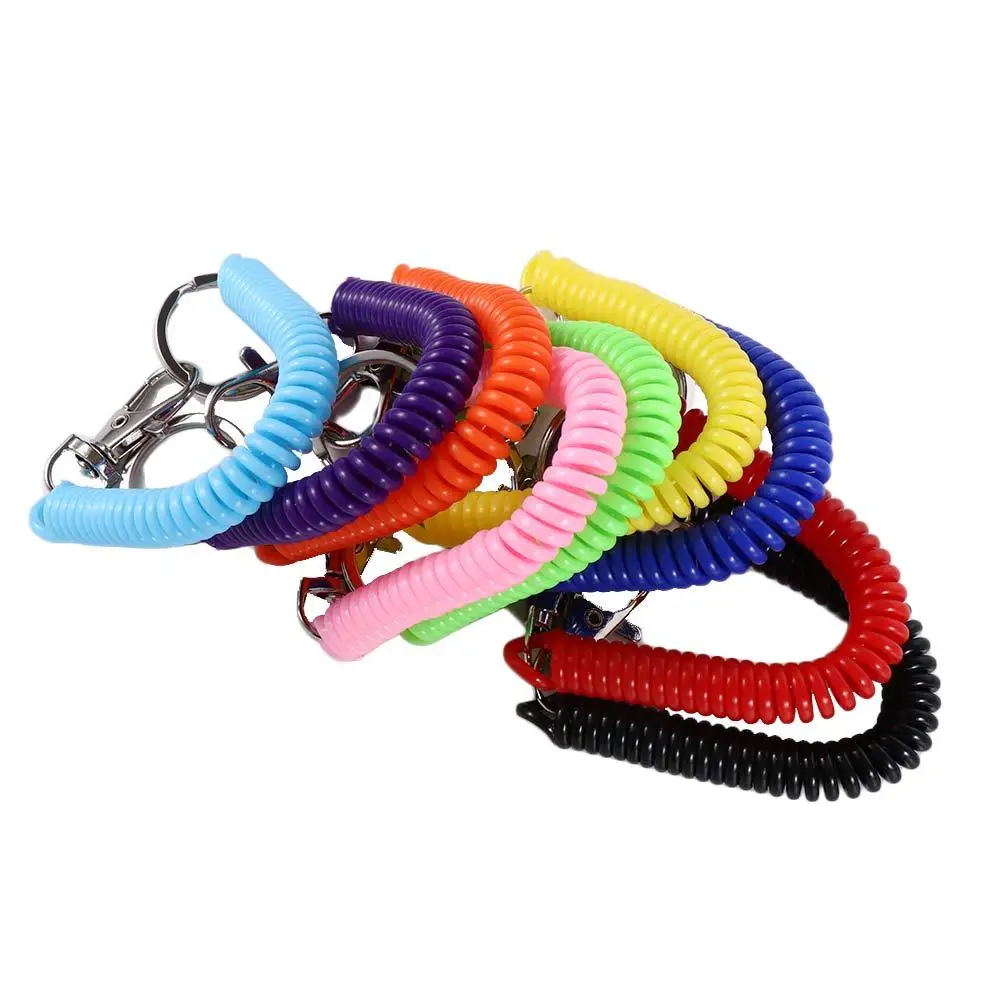 Spring Lanyard Retractable Anti-lost Security Gear Spiral Stretch Keychain Key Cord Clasp Spring Rope Key Ring Elastic Ropes