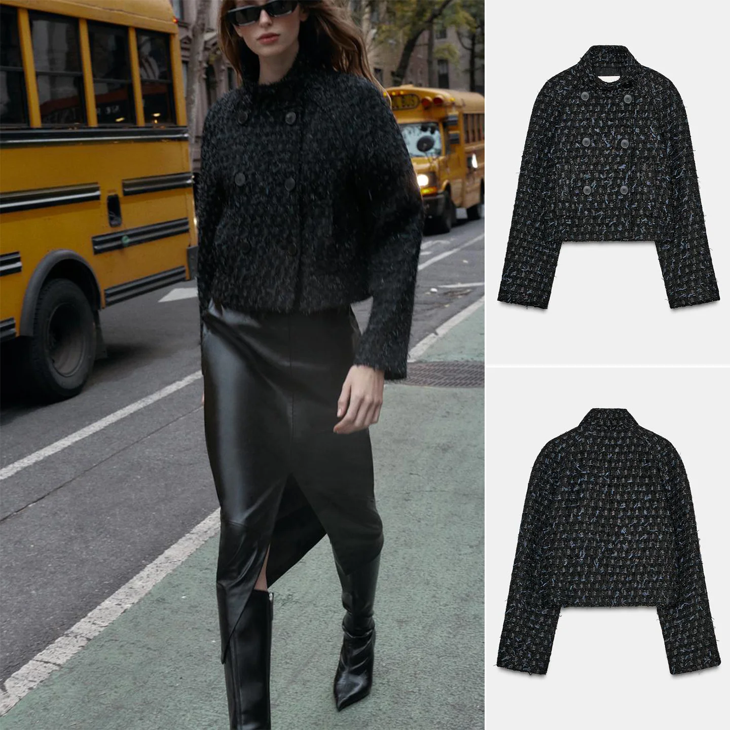 Inverno Nuovo design da donna Colletto alla coreana Lungo Sve Colore metallo Tead Costruzione Doppio risvolto Jaet ort French Sle Pol...