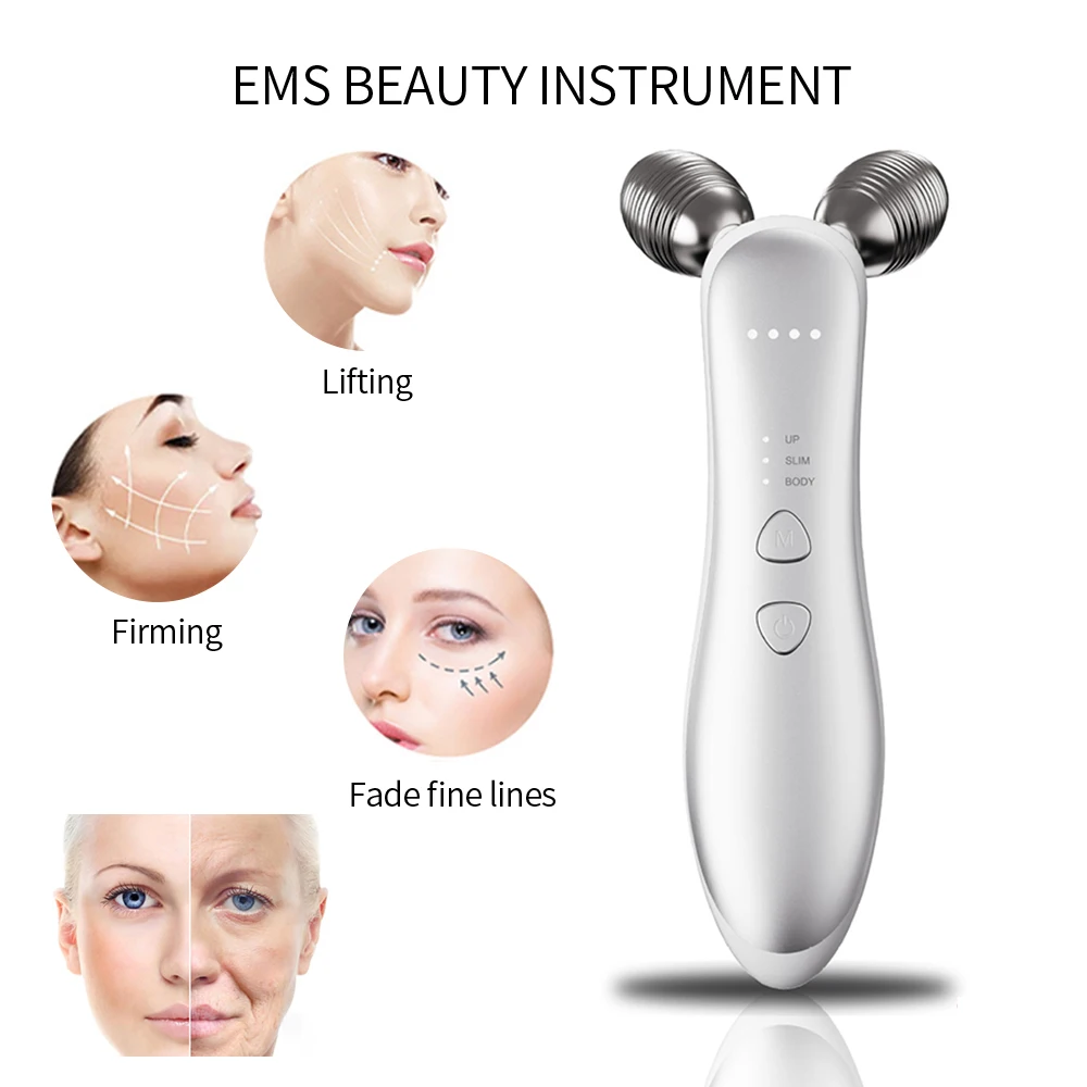 Facial Massage Roller EMS Face Lift Device V-Face Slimmer Skin Tightening Double Chin Remover Microcurrent Beauty Instrument