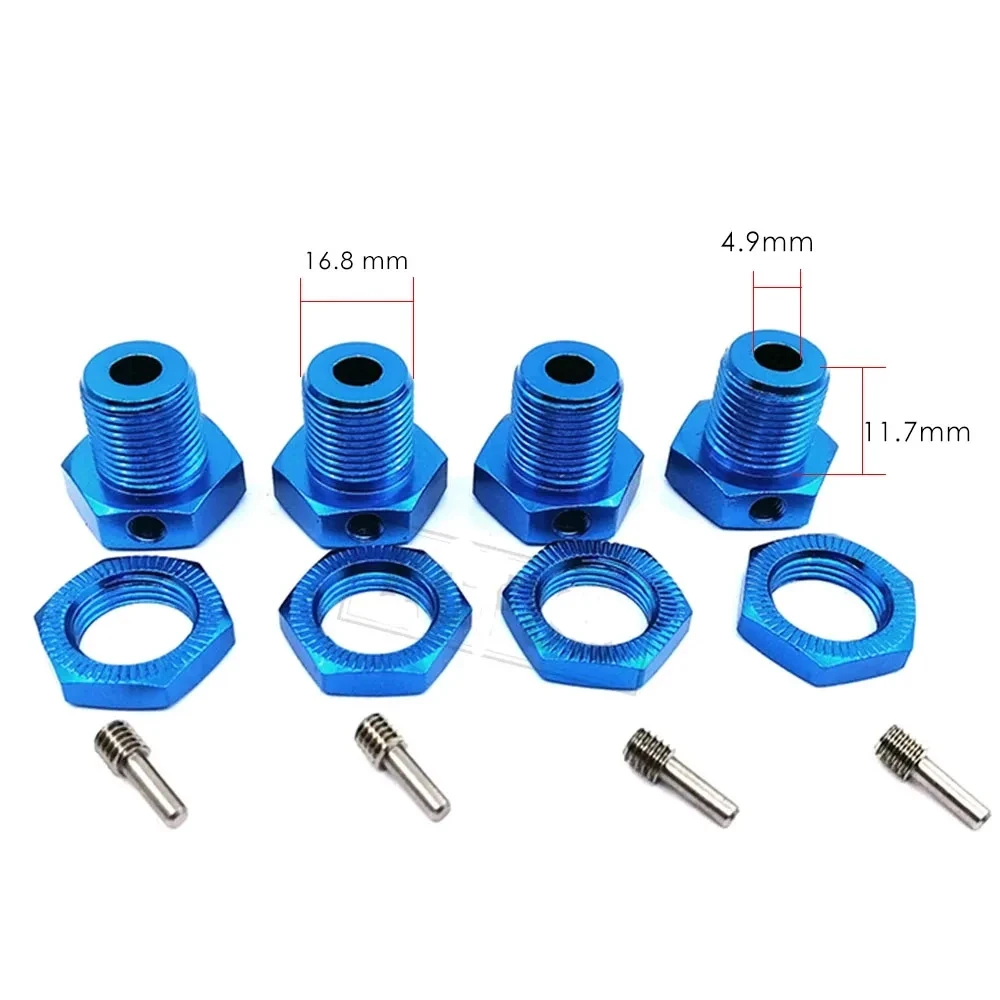 RC 4PCS RC Wheel Hex Driver for TRAXXAS 17MM Aluminum Alloy Wheel Hex Coupler Spare Accessory Parts Kit for HSP 1/8 RC Crawler C