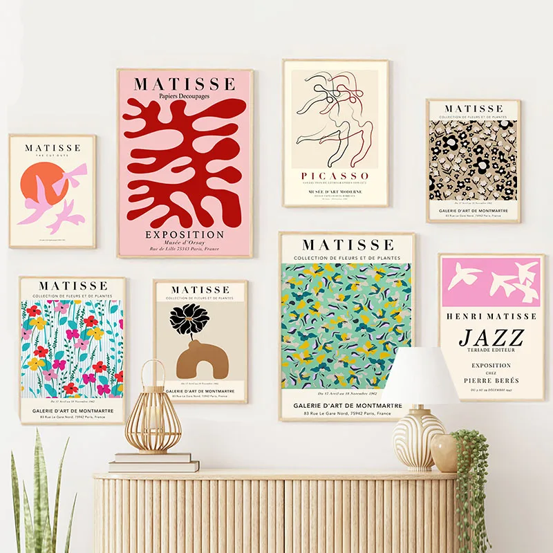 （2D Canvas painting） Abstract Flowers Matisse Poster and Prints Flower Market Matisse Floral Canvas Matisse Botanical Cut Out