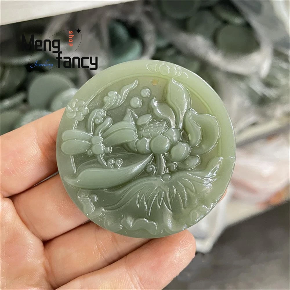 

Natural Hetian Jade Qiemo Blue Guanyin landscape Ruyi Pendant Popular Fashion Jewelry Best Selling Holiday Gifts Fine Handicraft