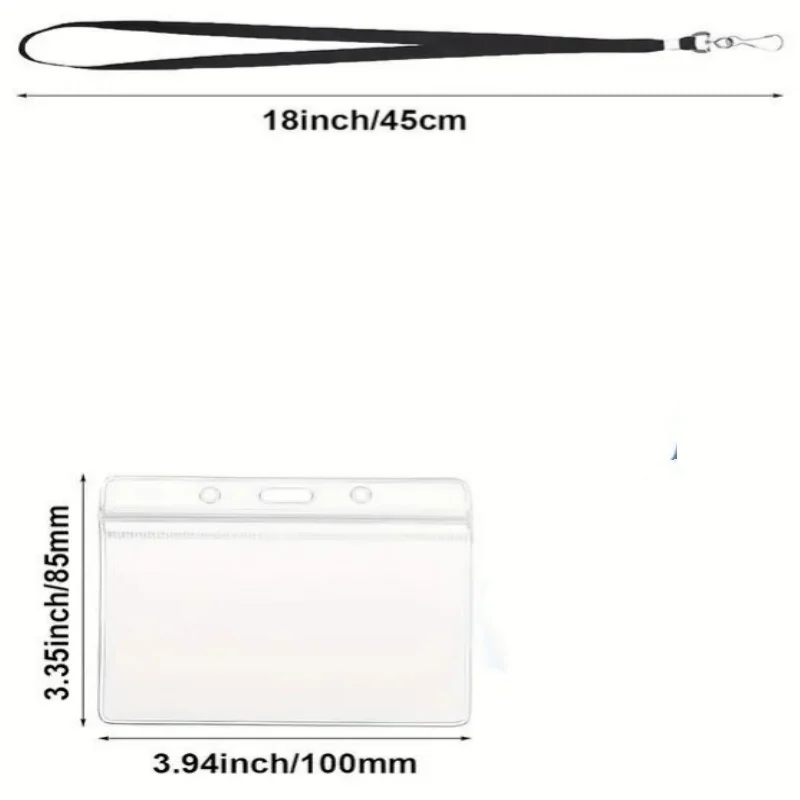transparent plastic horizontal name tags with ID clip and lanyard for office team, school staff, volunteers