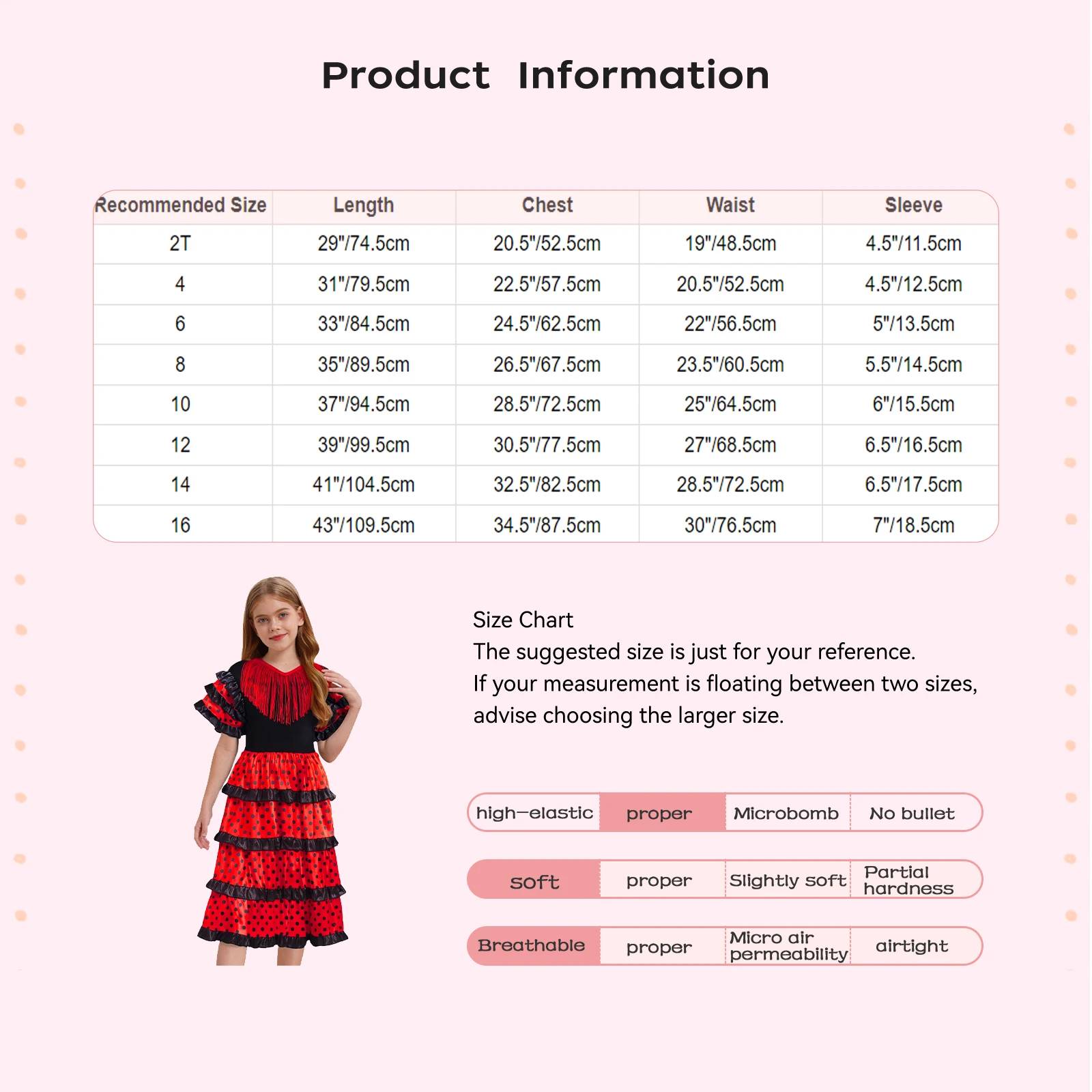 Kids Girls Spanish Flamenco Dress Childrens Gypsy Style Dance Performance Costume Tassels Short Sleeve Tiered Ruffles Dot Dress