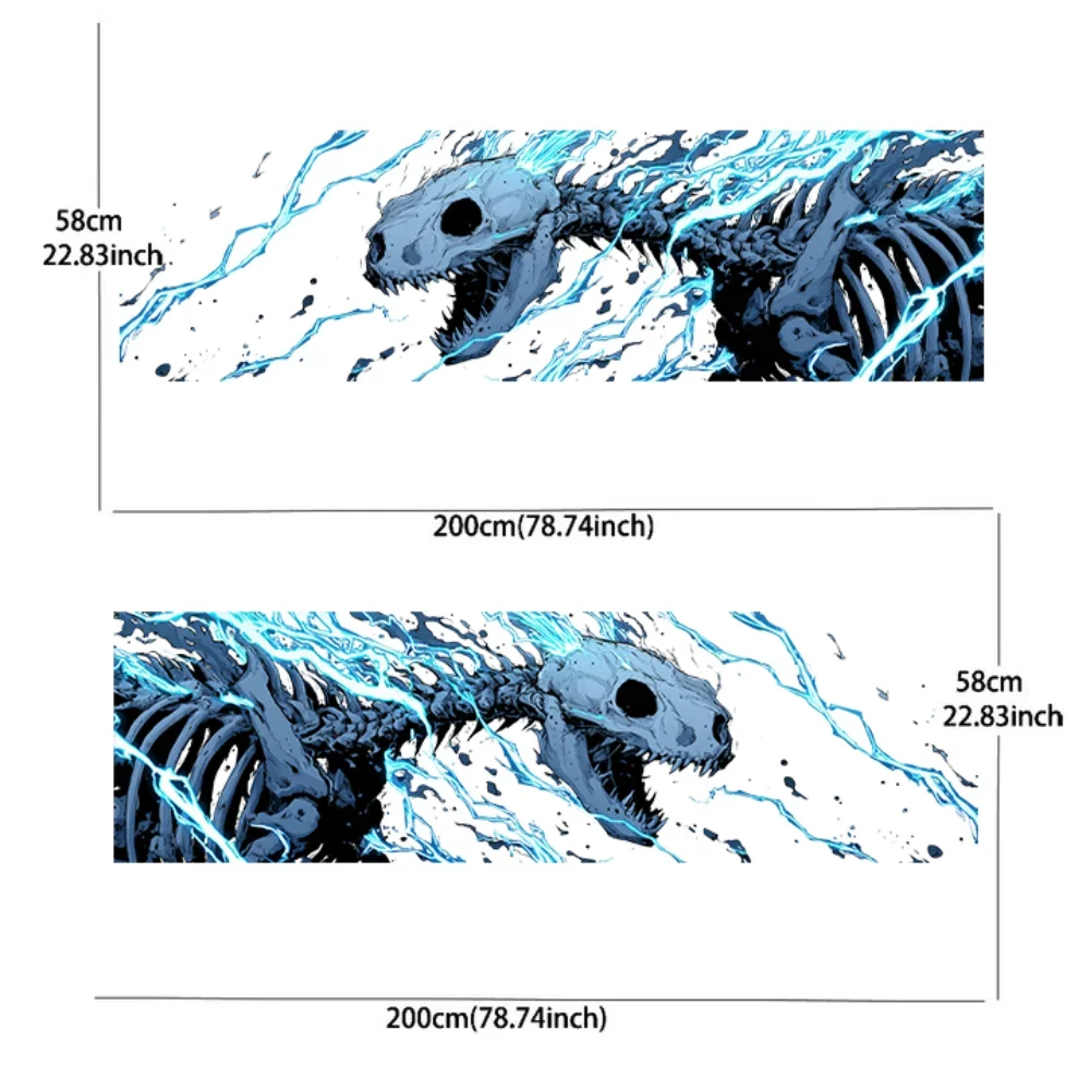 2Pcs Blue Lightning Dragon Skeleton Full Body Decal Decoration Covering Scratches Protect Car Sticker Waterproof Car Vinyl Wraps