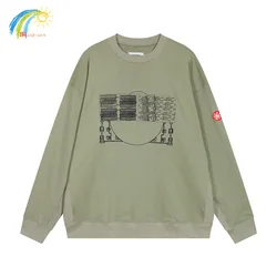 Green Wax Dyed Retro Logo Embroidered Cav Empt CE Sweatshirts Men Women 1:1 Tags Patchwork Oversized CAVEMPT Crewneck Pullovers