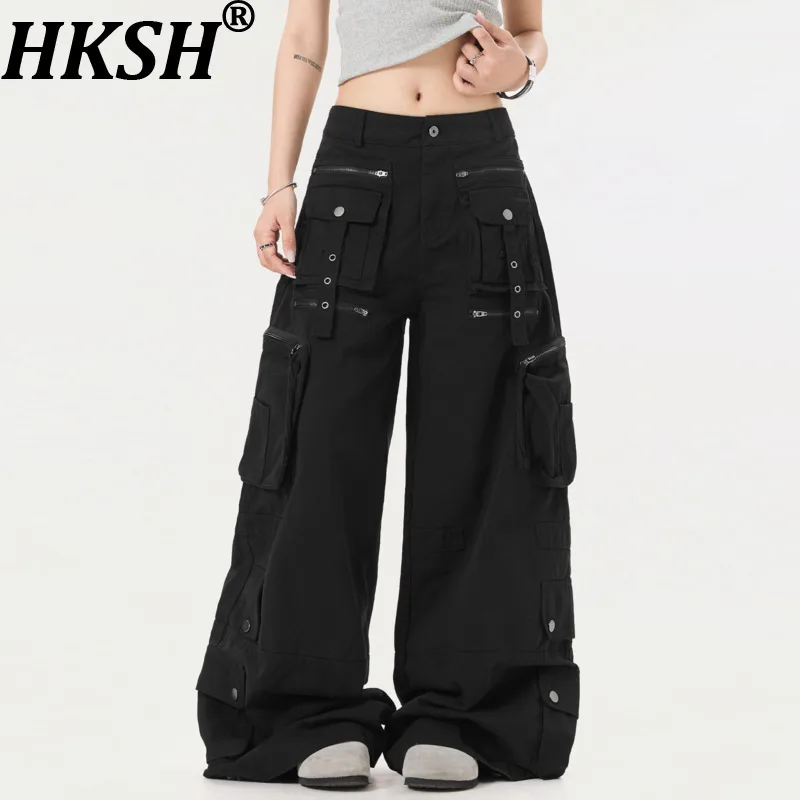 

HKSH Autumn New Men Dark Safari Style Trendy Cargo Pants Women Multi-Pockets Loose Wide-Leg Casual Overalls High Street HK17352