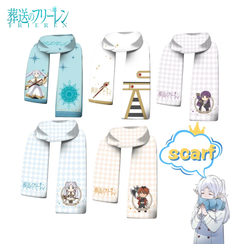 New Frieren: Beyond Journey's End أنيمي الكرتون نمط مطبوعة وشاح دافئ لطيف للفتيات الباردة واقية الرقبة دفئا هدية المهرجان #1