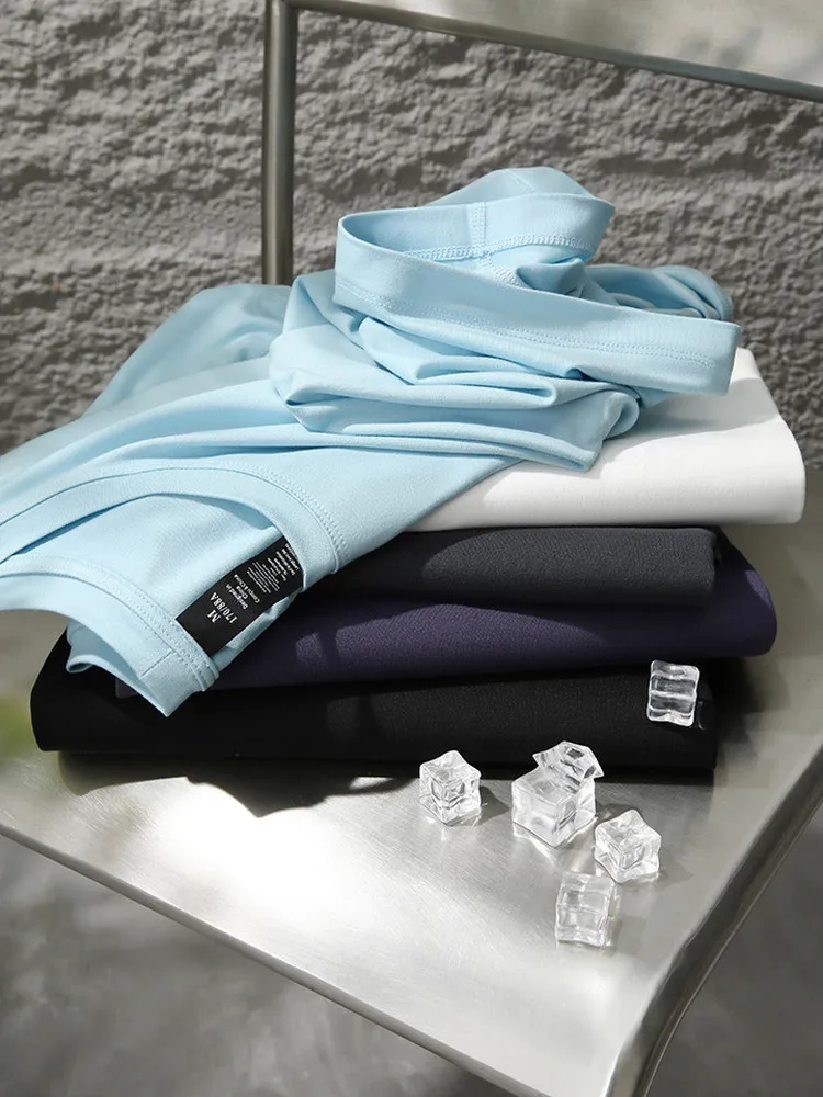 Italian Luxury Four Needle Six Thread Seamless Double Sided Brushed High Performance Summer Men's Sport Short Sleeve T-Shirt