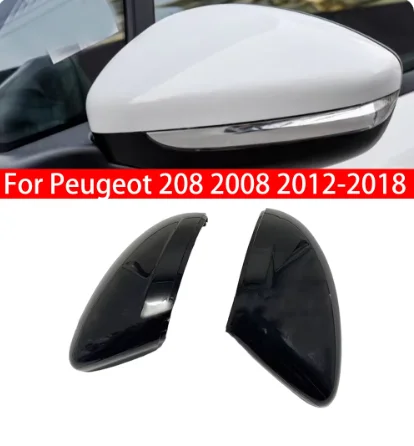 For Peugeot 208 2008 2012-2018 Citroen C3 2016 to 2020 Car Replacement Rearview Side Mirror Cover Wing Cap Exterior Case Trim