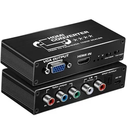 1080P HDMI to Ypbpr VGA Scaler Converter HDMI to YPbPr Scaler RGB 5RCA Component with R/L RCA & Optical Toslink Audio Extractor