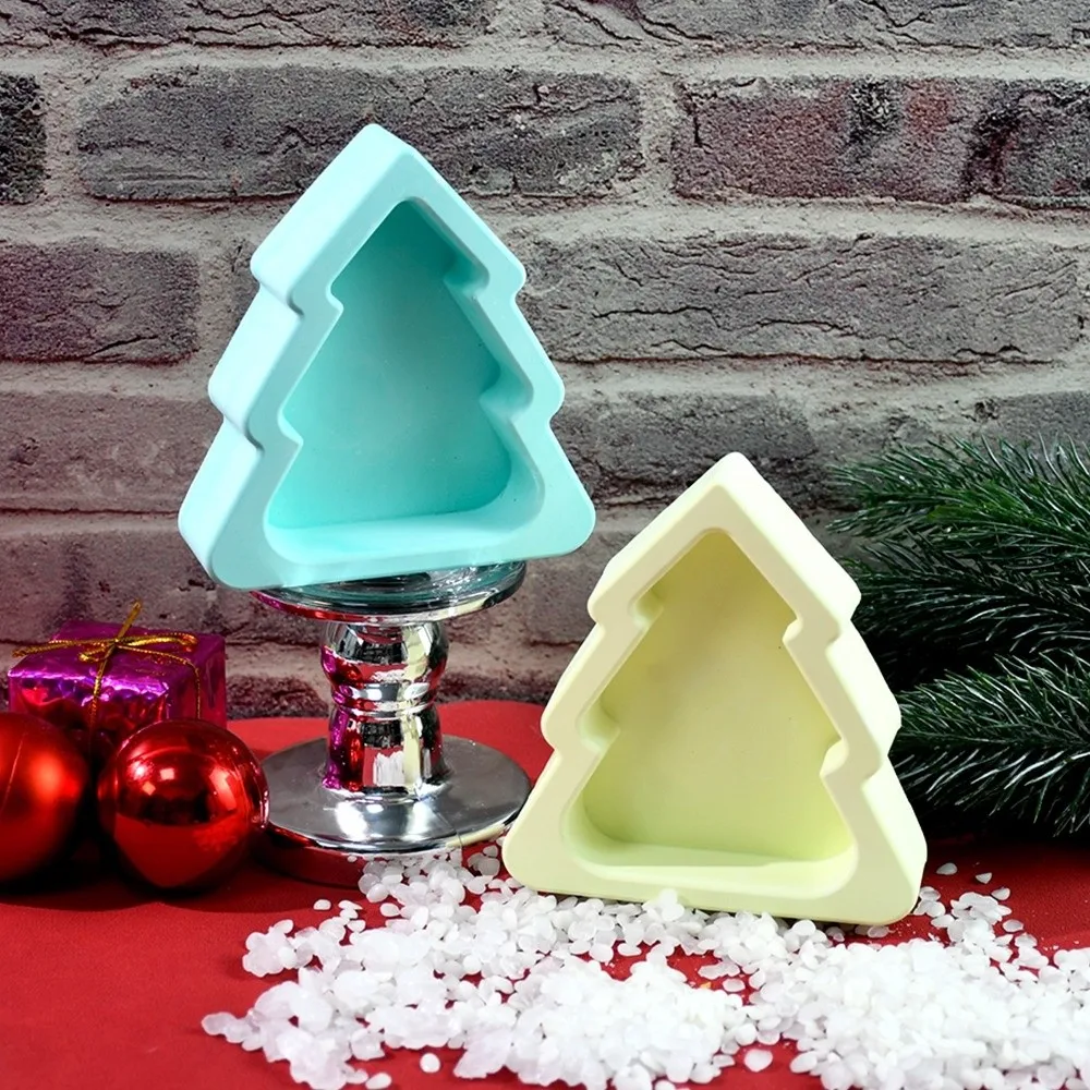 DIY Christmas Tray Mold Silicone Easy Release Xmas Plate Ornament Mold Non-stick Heat-resistant Epoxy Resin Plaster Wax Mold