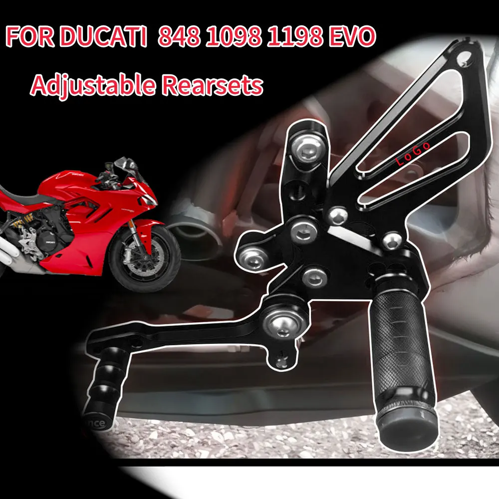 

Motorcycle Footrest Rear Set Foot pegs For Ducati 1098 1098S 1198 848 EVO CNC Reversed Rearset Footpeg GP Shifter Adjustable