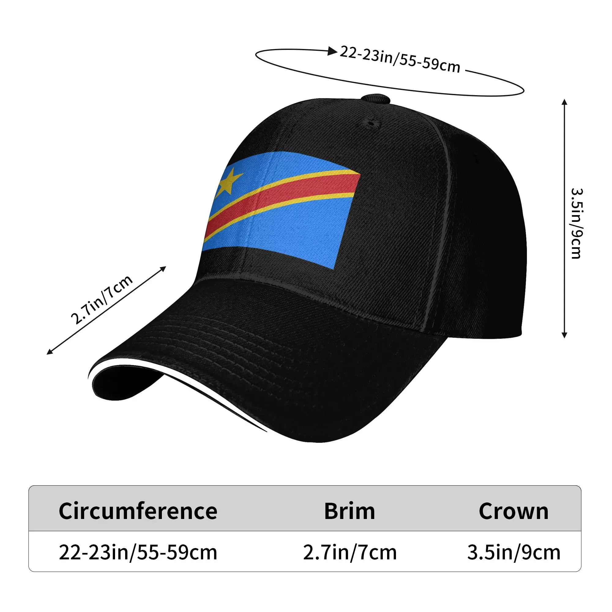 Democratic Republic Of The Congo National Flag Full Colour Baseball Cap  Summer Casual Trucker Hat For Women Sun Baseball Caps