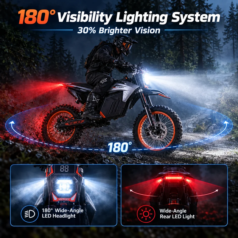 2000W Electric Dirt Bike for Adults, 48V 20.8Ah Off-Road E-Bike, 34MPH Max Speed, 31 Miles Range, 14" All-Terrain Tires, Hydraulic Brakes, Dual Suspension image 4