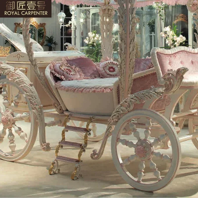 Royal Craftsman No. 1 European solid wood princess bed pink children\'s bed carriage French cute girl bed customized