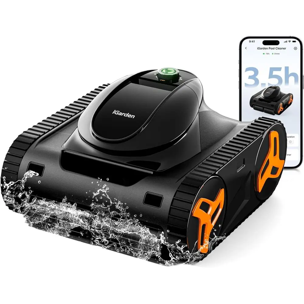 

Smart 3D-Nav Pool Cleaner, 210-Min Run, Energy-Efficient, Cleans Floor, Walls, Waterline, Suitable for Above-Ground and Inground