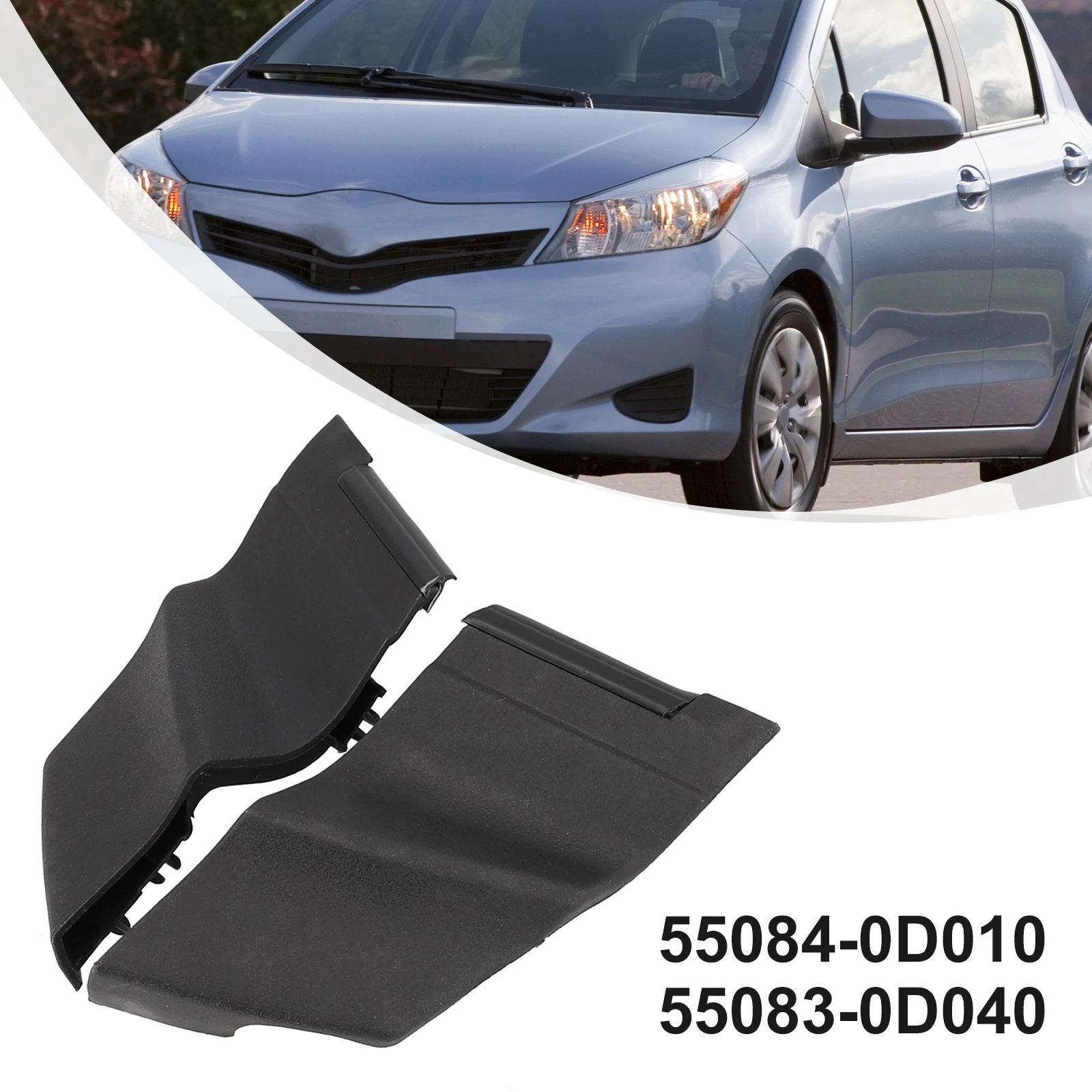 Windshield Wiper Side Cowl Cover Trim Set for Toyota For Yaris 4Door 2006 2010 Black Front Left/Right Included
