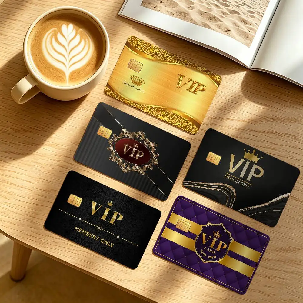 VIP Card Black Gold Credit Card Public Transportation Cards Protective Sticker Waterproof Card Face Decoration 4PCS