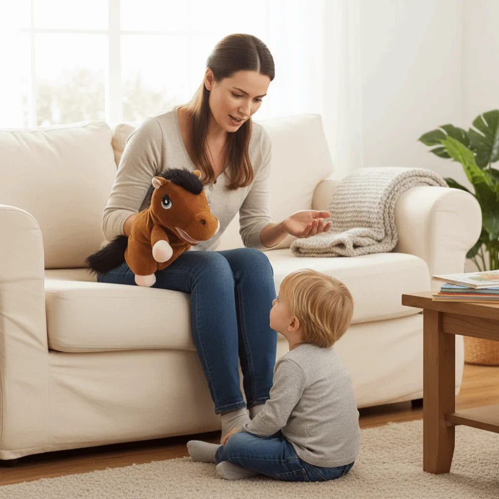 Paard Dier Klein Paard Marionet Simulatie Storytelling Gevuld Paard Speelgoed Vroeg Onderwijs Zachte Hand Vinger Verhaal Marionet