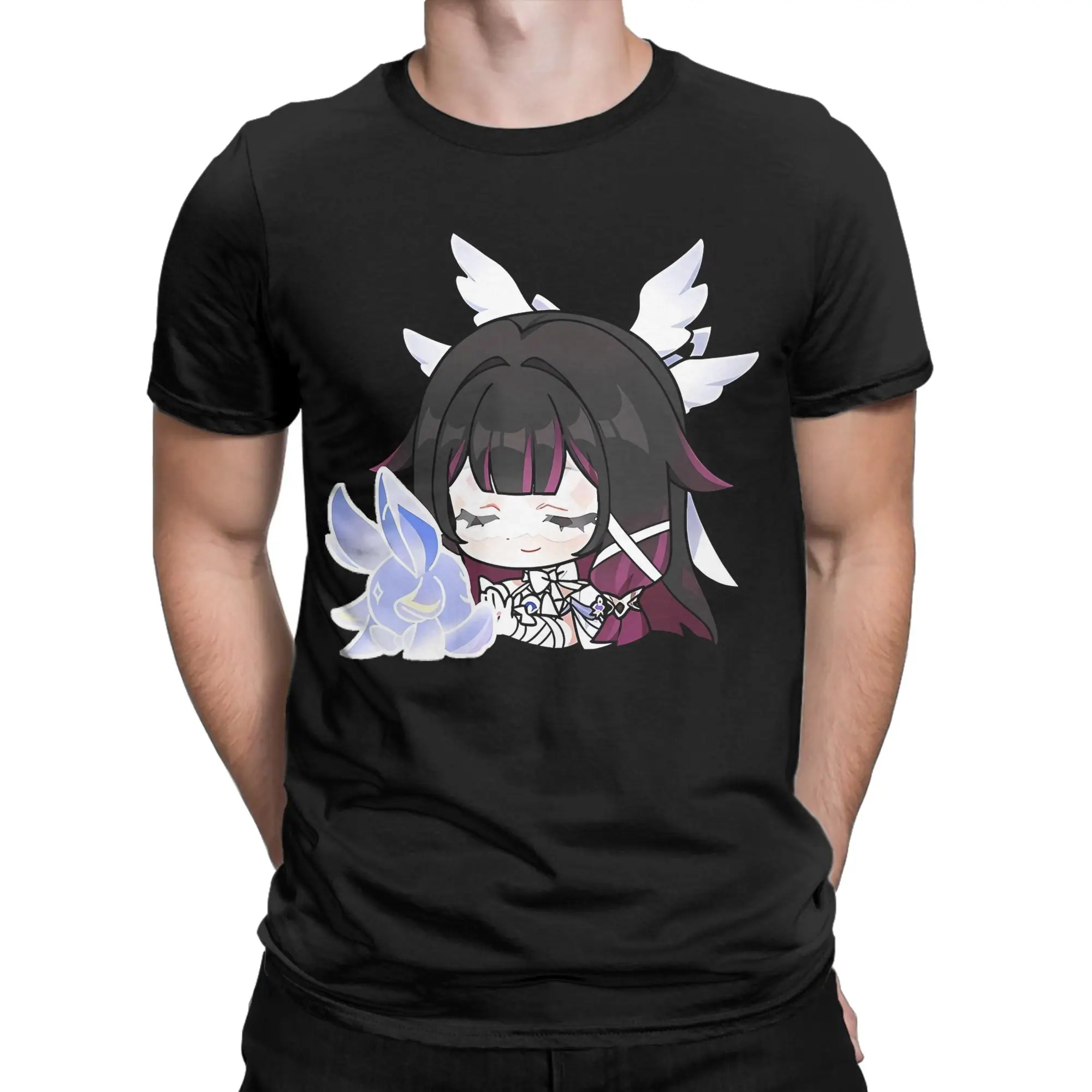 Columbina Genshin Impact T Shirt for Men Pure Cotton Amazing T-Shirt Round Collar  Tees Short Sleeve Clothing Plus Size