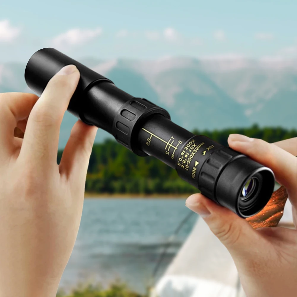 Monoculaire compact à zoom 10-300X40mm avec adaptateur pour smartphone, trépied, monoculaire de poche pour l'observation des oiseaux, les voyages, la chasse, le camping