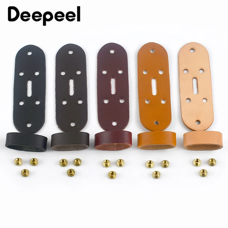 Deepeel Men's Belt Connection Leather Belts Pin Buckle Head Connect Loops Solid Brass Rivet Clasp DIY Leathers Craft Accessories