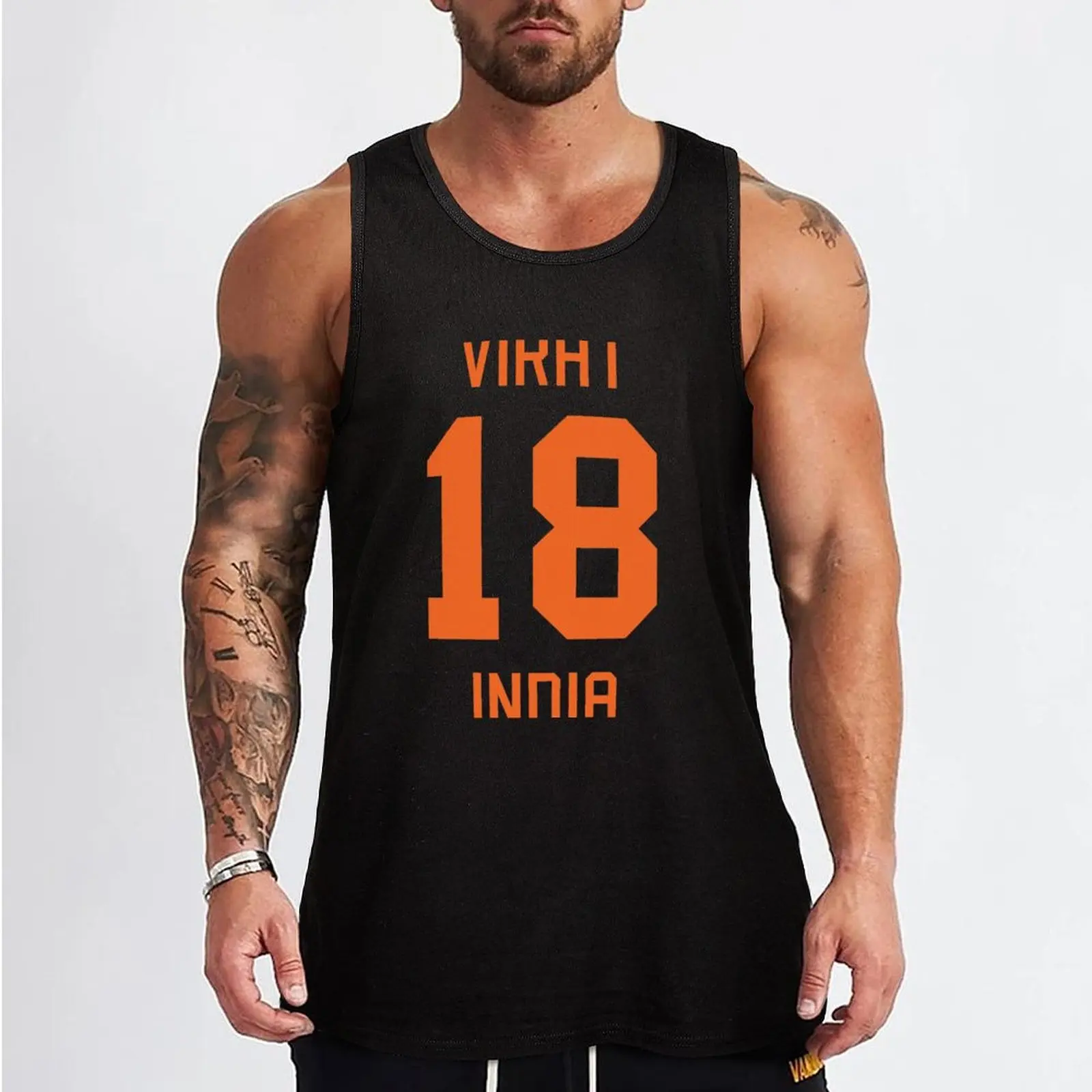 Virat Kohli | 18 | Indian Cricket Jersey Tank Top fitness sleeveless tshirts for men