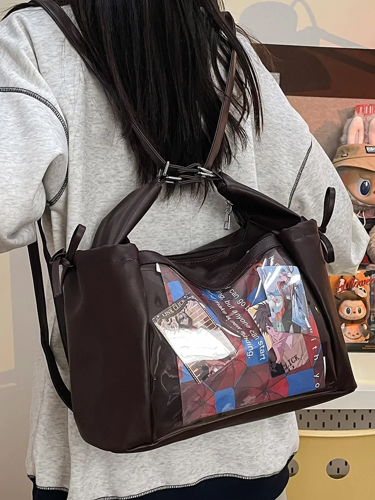 large capacity tote bag, fashionable, versatile college style, hand-held backpack, women's bags, multifunctional tutoring bolsas