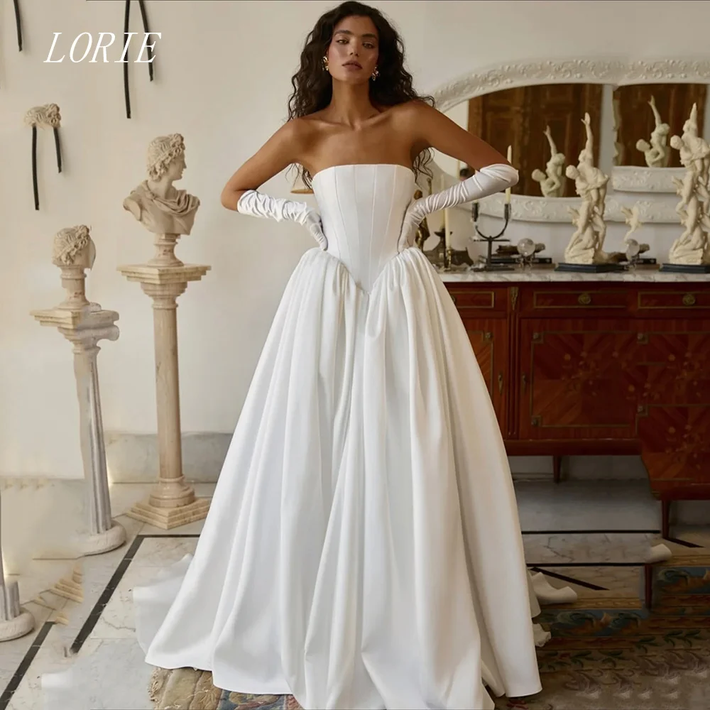 

LORIE Classical A Line Wedding Dress Strapless Bridal Dresses Corset Pleat Wedding Gown Customized 2026
