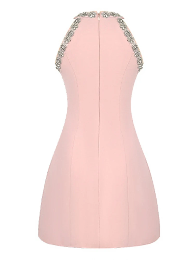 Abiti da ballo graziosi da donna moda di lusso rosa Glitter diamanti nappa abito corto femminile festa serale banchetto pista abiti