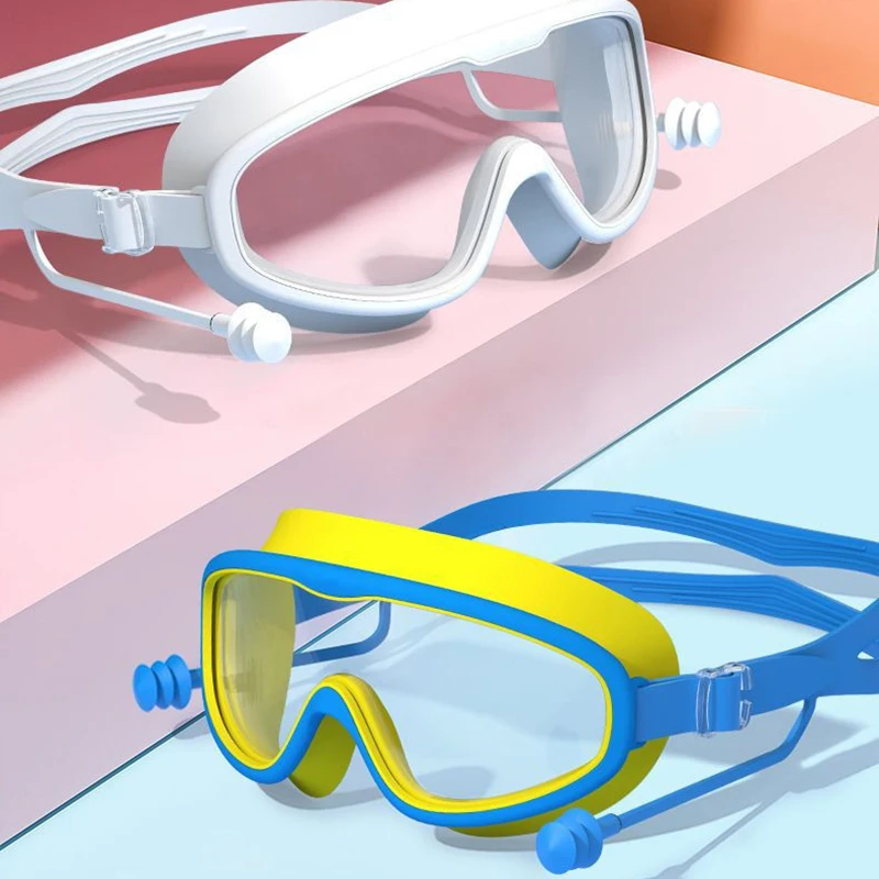 نظارات للأطفال أو الكبار مكافحة الضباب مع سدادة الأذن لا تسرب واضح نظارات السباحة للبنين بنات بركة الشاطئ نظارات السباحة
