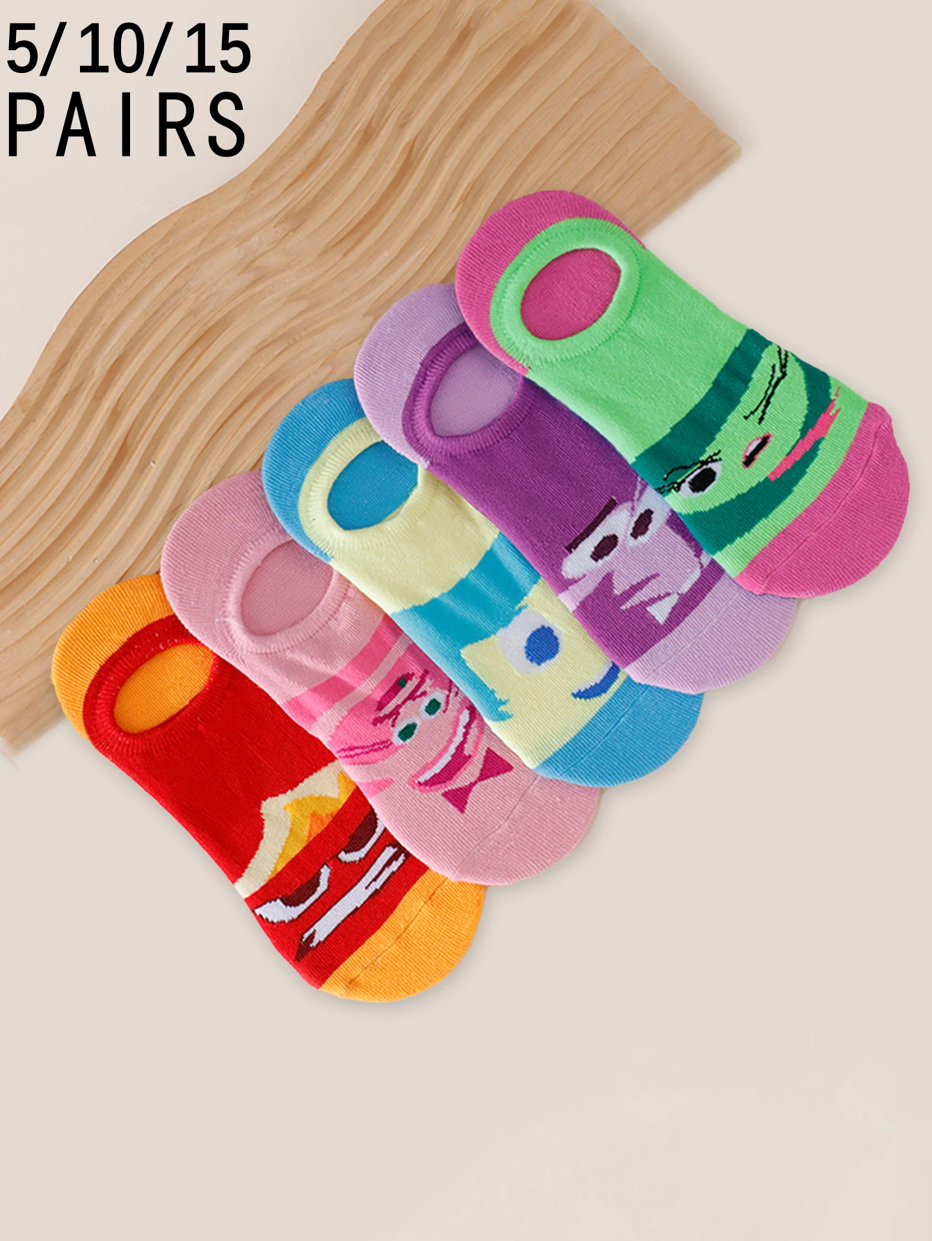 

5/10/15 Pairs of miniso Academic style Disney Cartoon Character pattern Comfortable Soft Women's short Socks