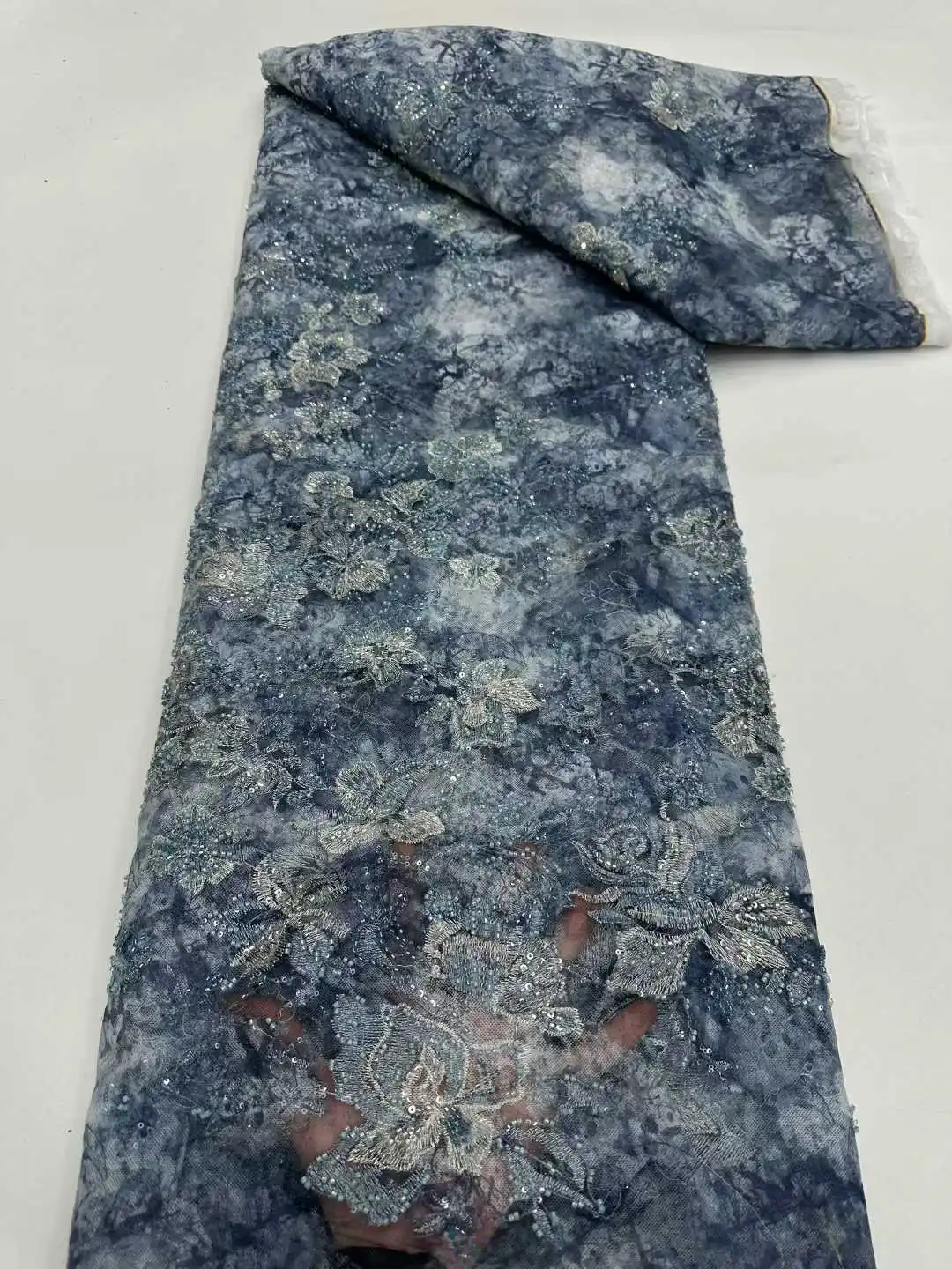 

French Tulle Net Lace 2026 High Quality with Sequins and Beads African Nigerian Embroidered Women Lace Fabric for Wedding Sewing