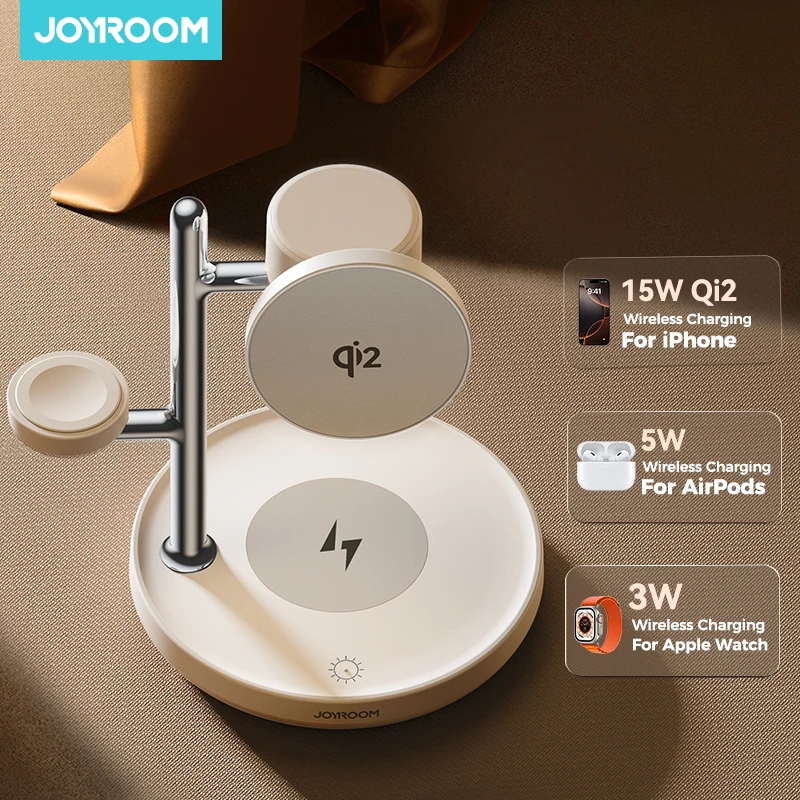 Joyroom Qi2 شاحن الهاتف اللاسلكي المغناطيسي 4 في 1 محطة شحن لسلسلة iPhone 16-12 لساعة iWatch لأجهزة AirPods 4/3/2/Pro #1