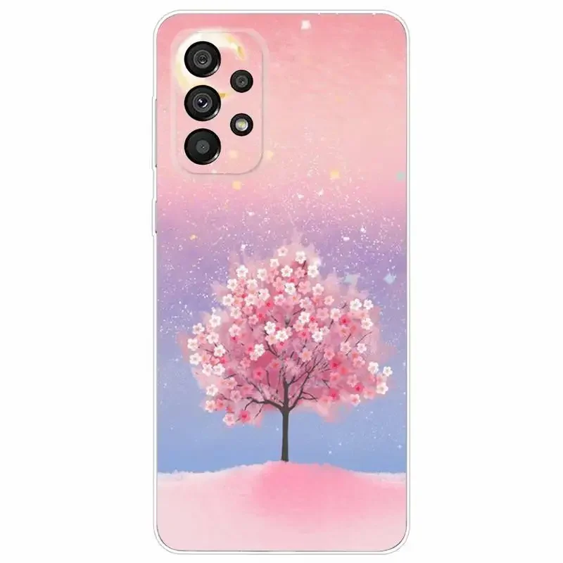 Pink Cherry Blossom Sakura Phone Case For Samsung Galaxy A71 70 52 51 40 31 A50 30S 21S 03S Note20ultra Transparent Cover