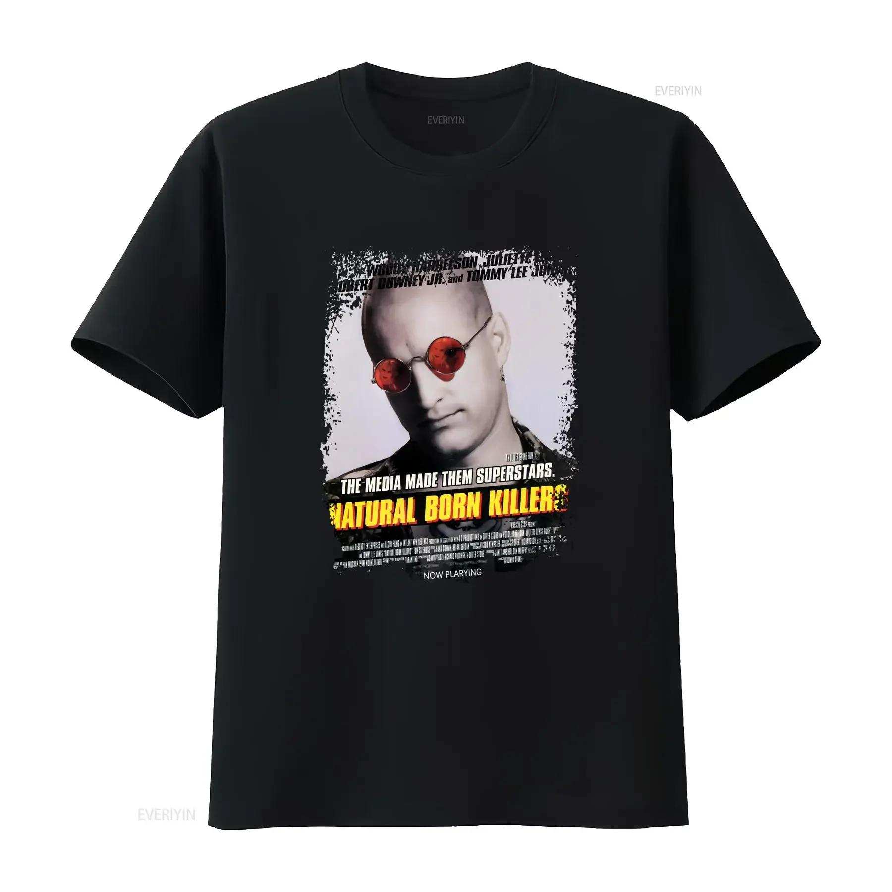 Natural Born Killers Movie Poster Inspired Black T Shirt The Media Made Them Superstars Design vintage Washed streetwear