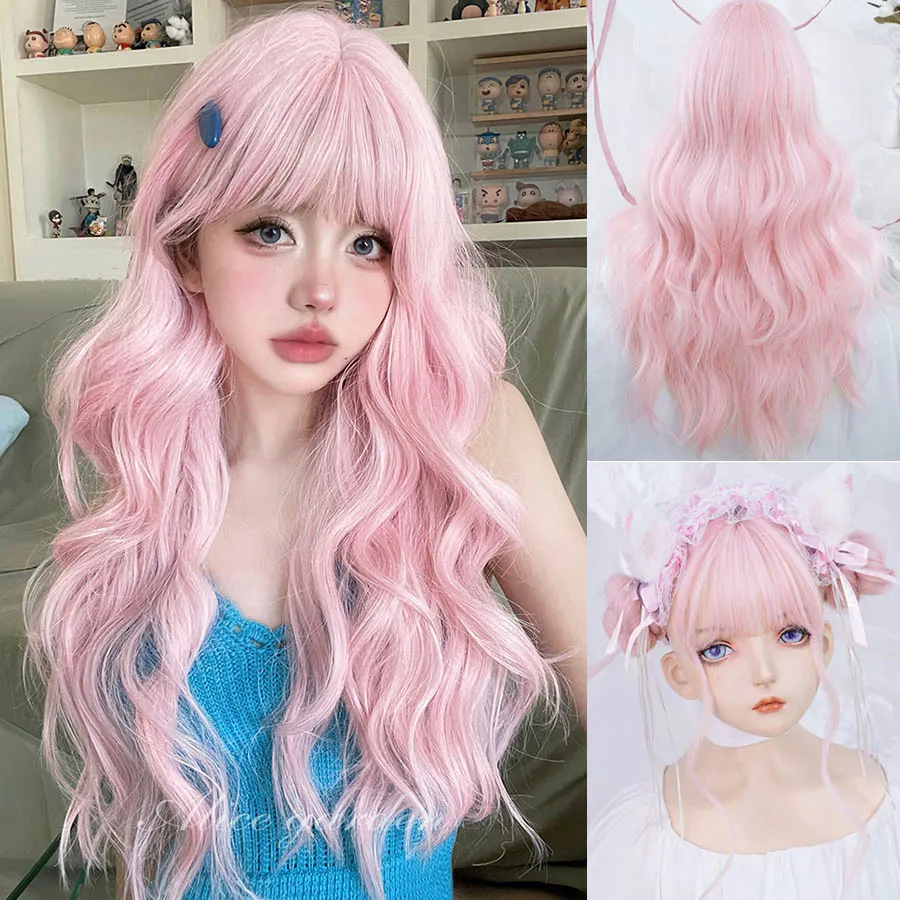 

Synthetic chemical fibre wigs for women long hair fashion natural full head set cute Lolita realistic scalp soft long curly hair