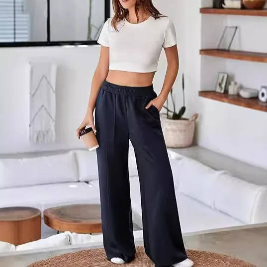 

Sweatpants Women Autumn Casual High Waisted Loose Wide Leg Pants Korean Style Clothes Harajuku L