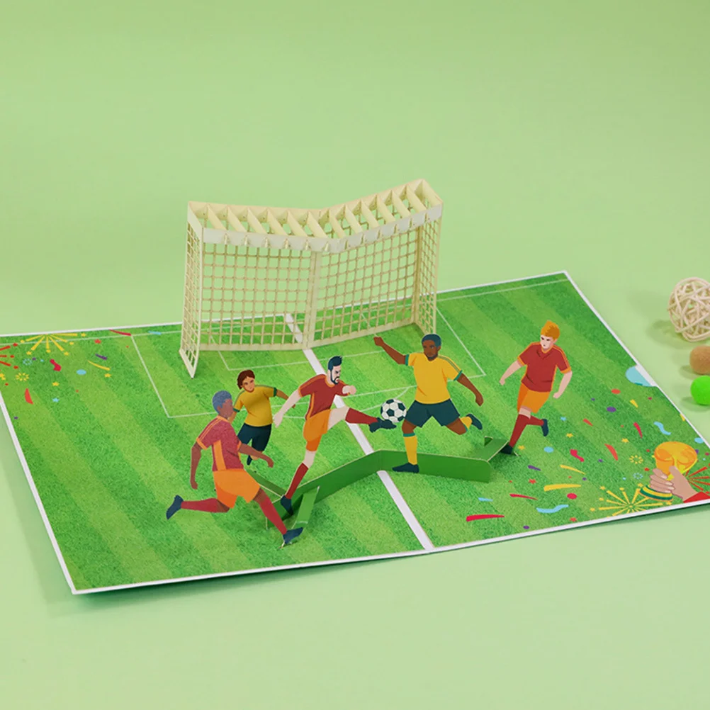 بطاقة تهنئة لعيد الميلاد ثلاثية الأبعاد لموضوع كرة القدم للمراهقين والبالغين، ورق ممتاز، كتابة سلسة، تصميم فريد للاحتفال بأي مناسبة