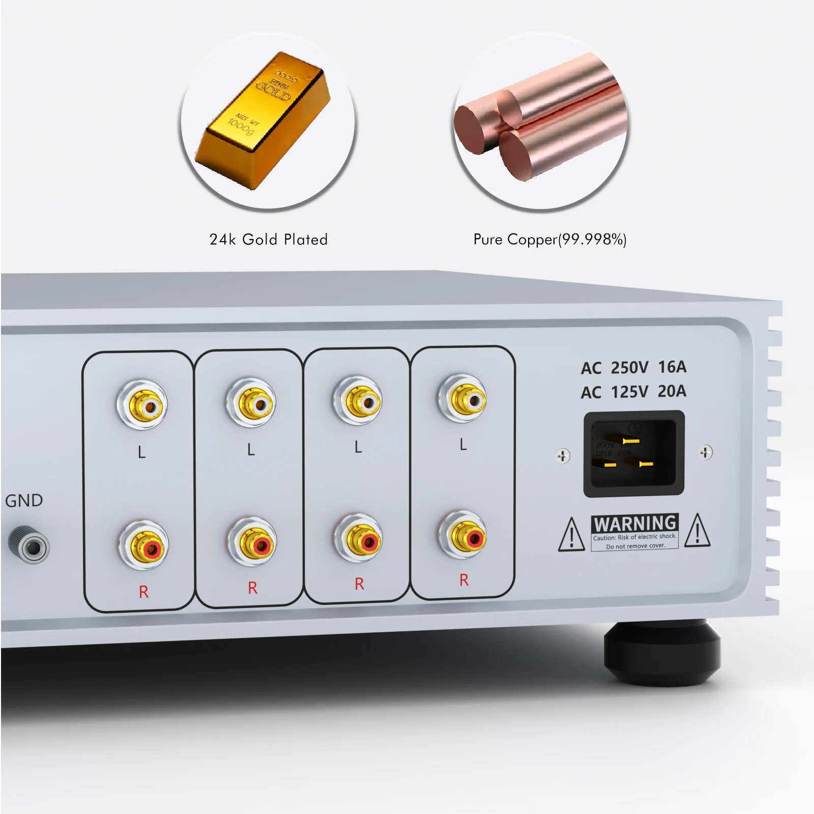 Monosaudio Isolation RCA Chassis Socket C401R/G Pure Copper Terminal Gold/Rhodium Plated Audio Connector