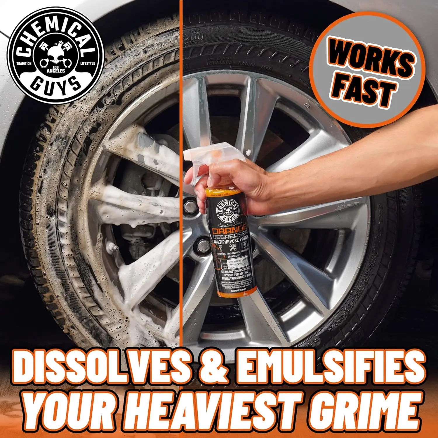 Heavy Duty Orange Degreaser Spray - All Purpose Cleaner for Engines, Tires, Tools | Professional Strength 128 oz