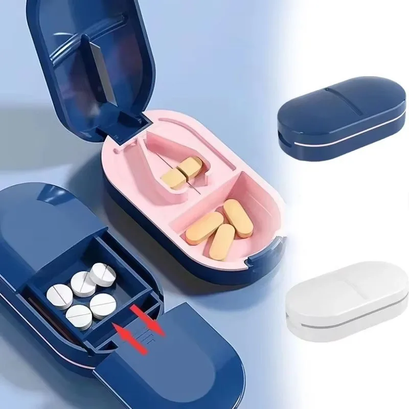 1-20Pcs Portable Pill Cutter And Splitter Tablet Medicine Divider Slicer With Storage Box Home Pill Cases Dispenser Organizer
