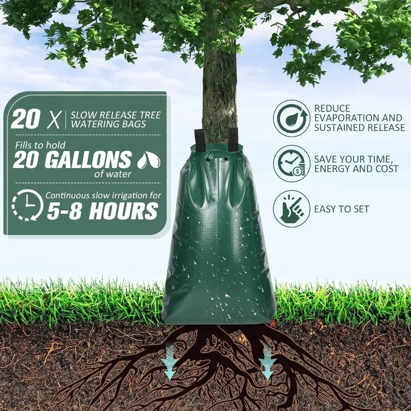 1pcs PVC 20-Gallon Reusable Tree Watering Bag Irrigation Accessories Slow Release Irrigation Drip System for Lawn & Garden Care