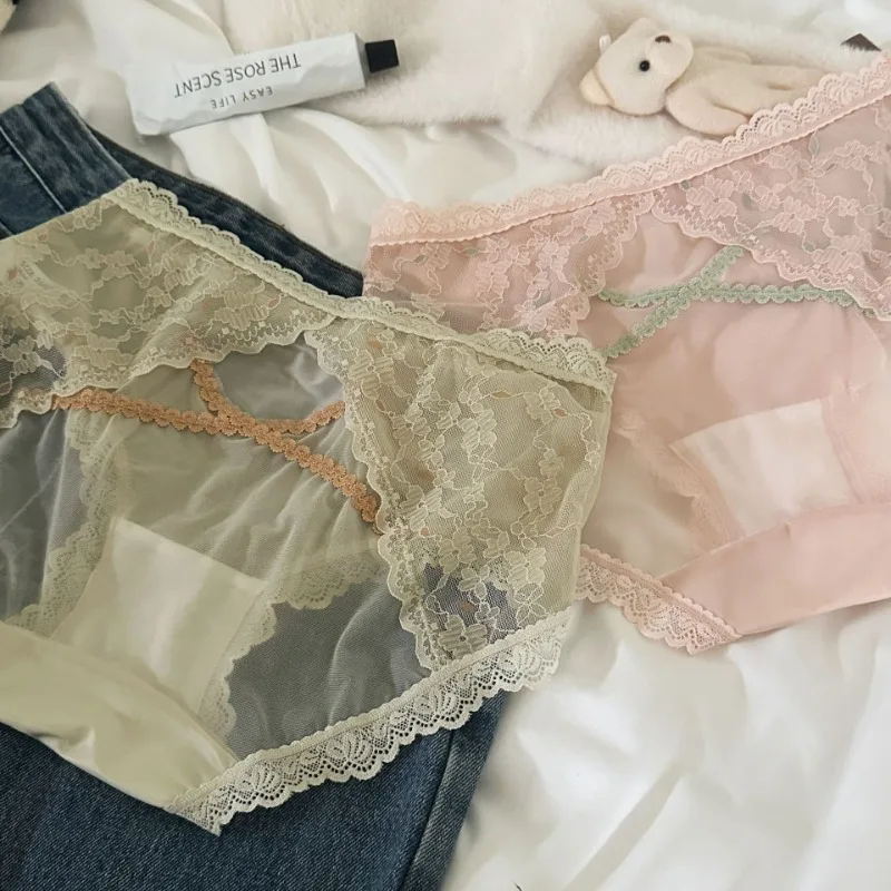 

SP & CITY сексуальное нижнее белье с французской кружевной вышивкой для женщин, тонкие полые сетчатые атласные трусики с низкой талией, хлопковые бесшовные трусы с промежностью