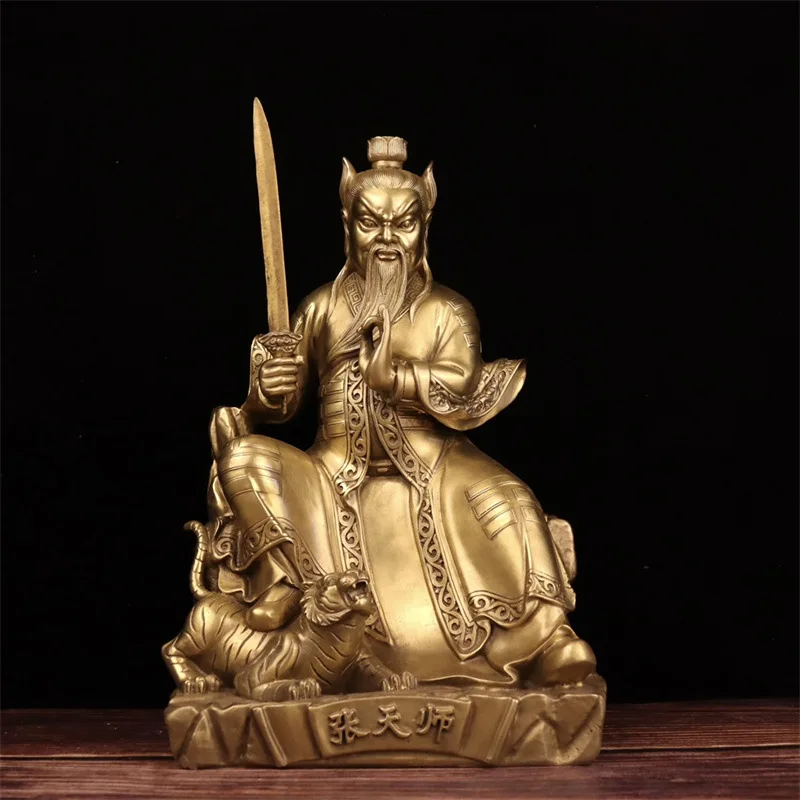 Brass Celestial Large Ancestor Master Zhengyi Real Statue Sword Tianshi Decoration